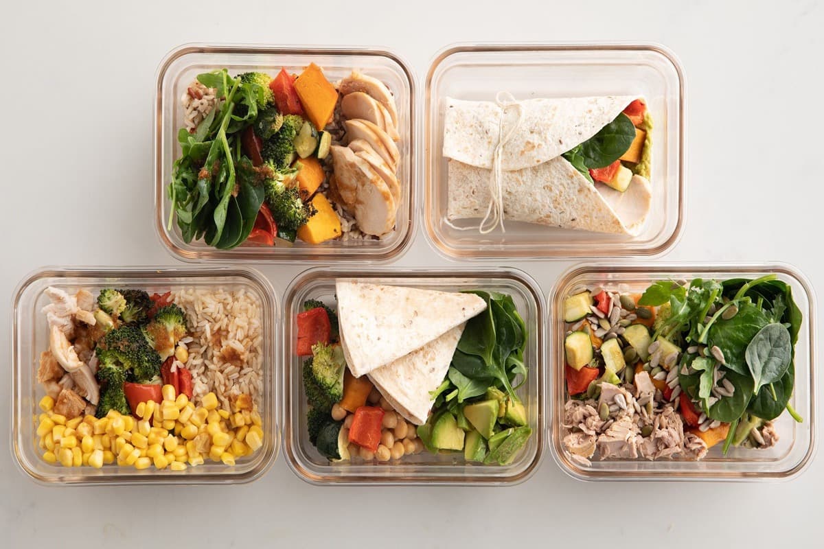 Menú para mujeres de oficina ~1,800 kcal: 5 días de arroz en caja