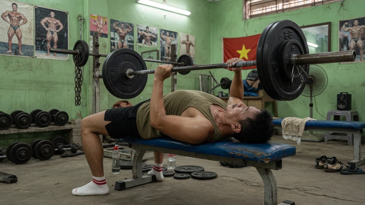Bench press setup: feet, back arch, do not let the shoulders ‘drift’